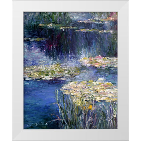 Pond and Lilly White Modern Wood Framed Art Print by Wallich, Richard