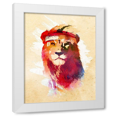 Gym Lion White Modern Wood Framed Art Print by Farkas, Robert