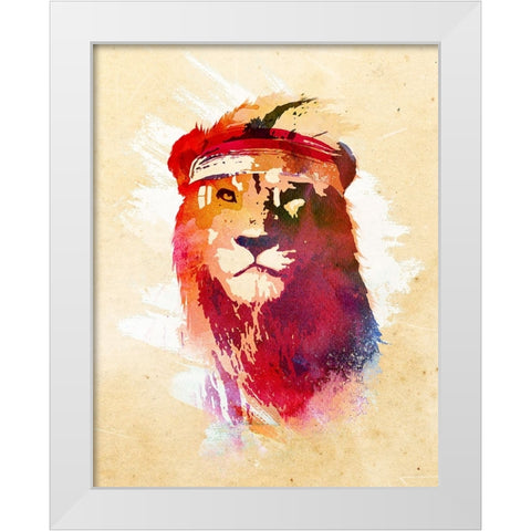 Gym Lion White Modern Wood Framed Art Print by Farkas, Robert