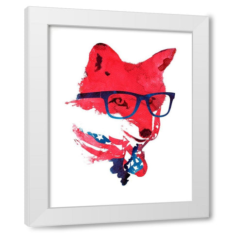 American Fox White Modern Wood Framed Art Print by Farkas, Robert