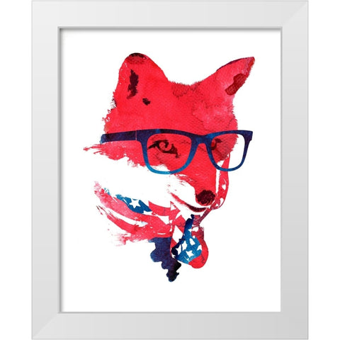 American Fox White Modern Wood Framed Art Print by Farkas, Robert