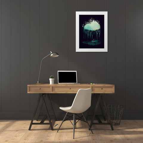 Deep In The Forest White Modern Wood Framed Art Print by Farkas, Robert