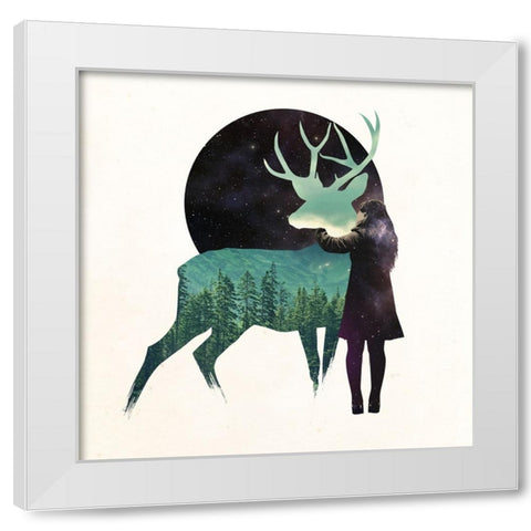 Let The Universe Love You White Modern Wood Framed Art Print by Farkas, Robert