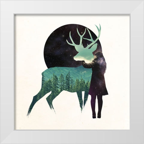 Let The Universe Love You White Modern Wood Framed Art Print by Farkas, Robert