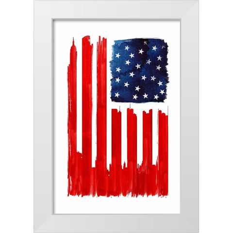 Stars And Buildings White Modern Wood Framed Art Print by Farkas, Robert