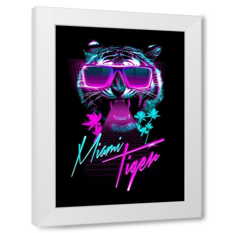 Miami Tiger White Modern Wood Framed Art Print by Farkas, Robert