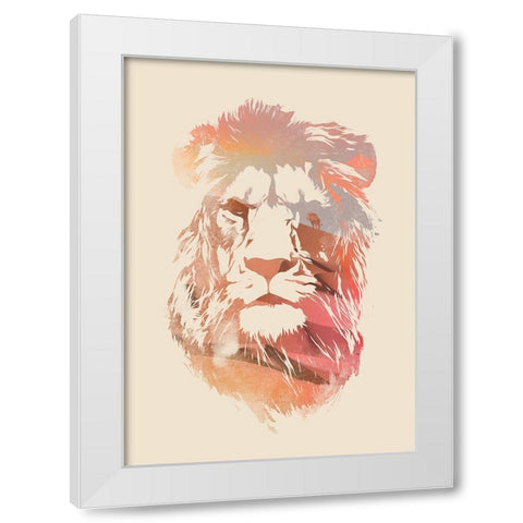 Desert Lion White Modern Wood Framed Art Print by Farkas, Robert