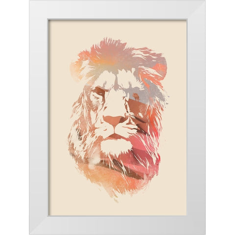 Desert Lion White Modern Wood Framed Art Print by Farkas, Robert