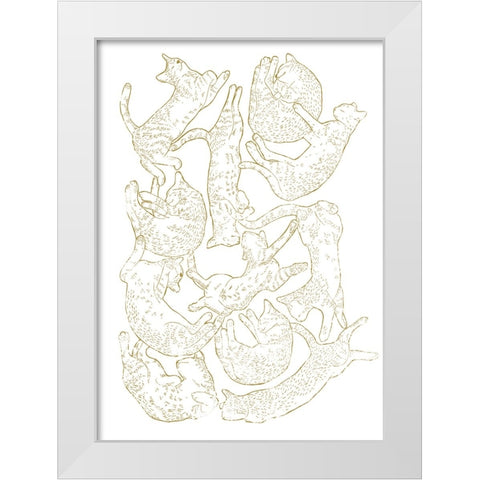 11 Sleeping Cat White Modern Wood Framed Art Print by Farkas, Robert
