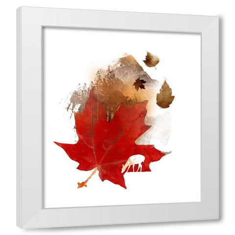 Autmn Leaf White Modern Wood Framed Art Print by Farkas, Robert