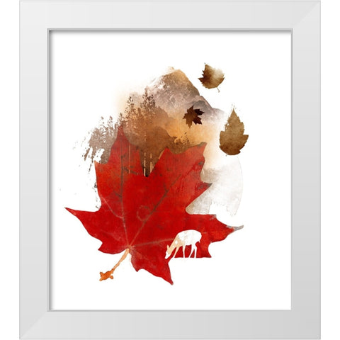 Autmn Leaf White Modern Wood Framed Art Print by Farkas, Robert