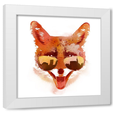 Big Town Fox White Modern Wood Framed Art Print by Farkas, Robert