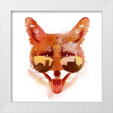 Big Town Fox White Modern Wood Framed Art Print by Farkas, Robert