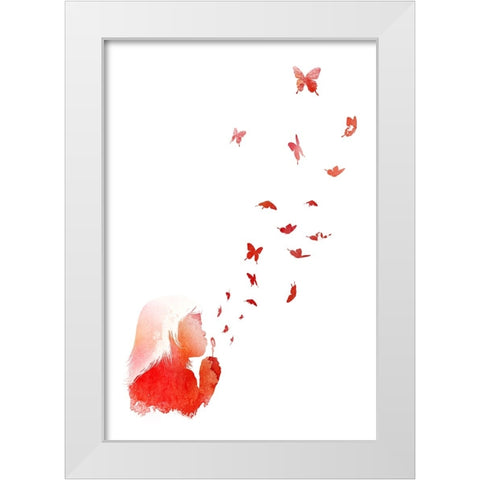 Blowing Butterflies White Modern Wood Framed Art Print by Farkas, Robert