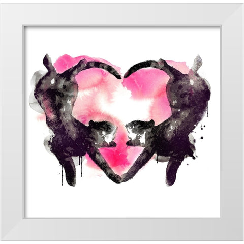 Cat Love 2 White Modern Wood Framed Art Print by Farkas, Robert