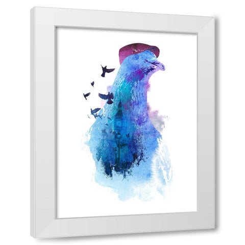 Pigeon Of London White Modern Wood Framed Art Print by Farkas, Robert