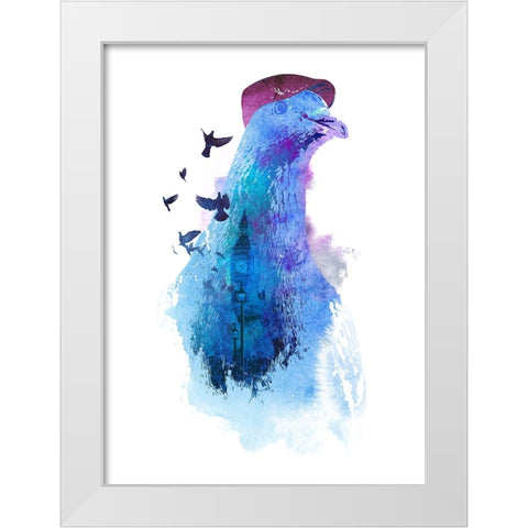 Pigeon Of London White Modern Wood Framed Art Print by Farkas, Robert