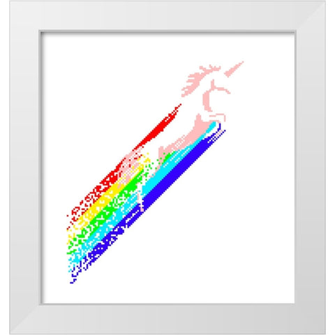 Pixel Unicorn White Modern Wood Framed Art Print by Farkas, Robert