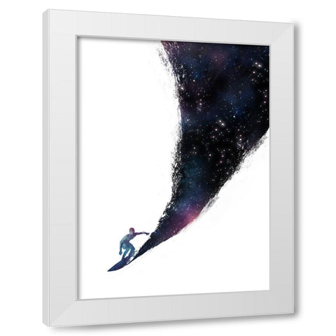 Surfing The Universe White Modern Wood Framed Art Print by Farkas, Robert
