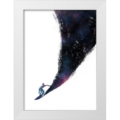 Surfing The Universe White Modern Wood Framed Art Print by Farkas, Robert