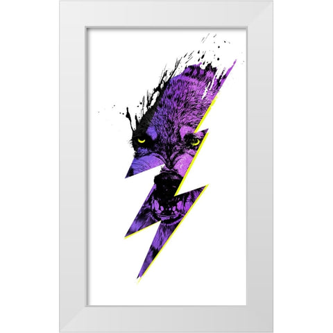 Thunderwolf Alpha White Modern Wood Framed Art Print by Farkas, Robert