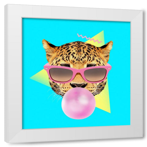 Bubble Gum Leo White Modern Wood Framed Art Print by Farkas, Robert