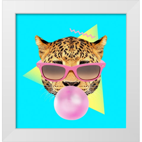 Bubble Gum Leo White Modern Wood Framed Art Print by Farkas, Robert