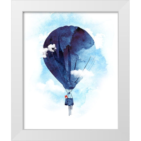 Bye Bye Baloon White Modern Wood Framed Art Print by Farkas, Robert