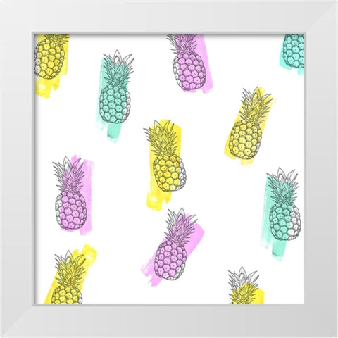 Funky Ananas White Modern Wood Framed Art Print by Farkas, Robert