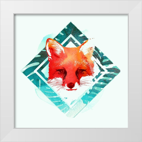 Green Fox 2 White Modern Wood Framed Art Print by Farkas, Robert