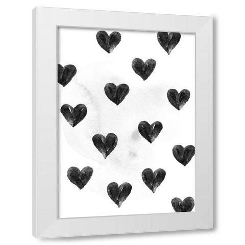 I Drew A Few Hearts For You White Modern Wood Framed Art Print by Farkas, Robert