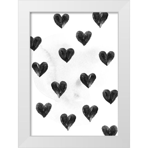 I Drew A Few Hearts For You White Modern Wood Framed Art Print by Farkas, Robert