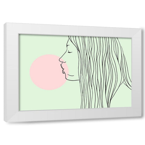 Pink Bubble Gum White Modern Wood Framed Art Print by Farkas, Robert