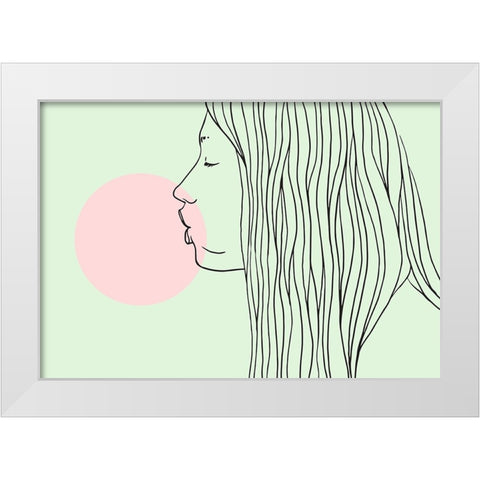 Pink Bubble Gum White Modern Wood Framed Art Print by Farkas, Robert