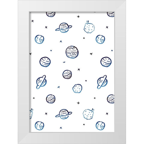 Planets White Modern Wood Framed Art Print by Farkas, Robert