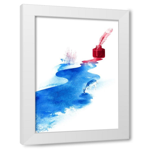 The Drama Of Causality White Modern Wood Framed Art Print by Farkas, Robert