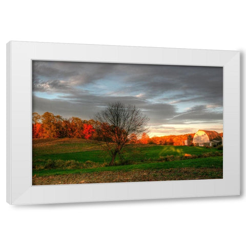 The Neighbors Barn Sunset White Modern Wood Framed Art Print by Goldwitz, Robert