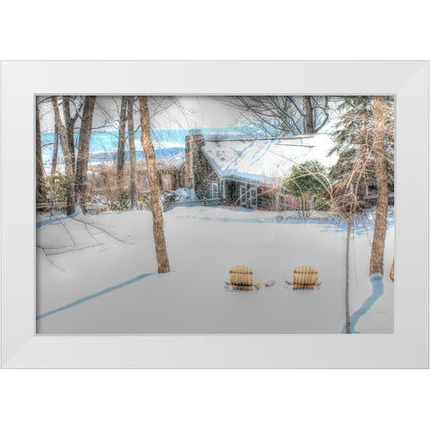 Winter Adirondak Chairs White Modern Wood Framed Art Print by Goldwitz, Robert