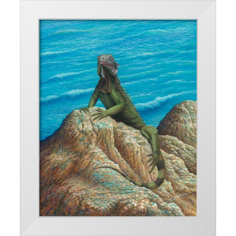 Iguana White Modern Wood Framed Art Print by Wavra, Robert