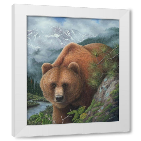 Stalking His Prey White Modern Wood Framed Art Print by Wavra, Robert