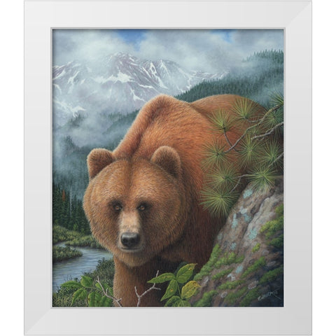 Stalking His Prey White Modern Wood Framed Art Print by Wavra, Robert