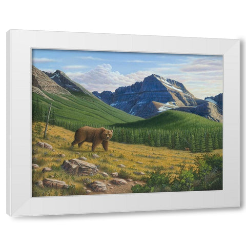 Heading Down The Slope White Modern Wood Framed Art Print by Wavra, Robert