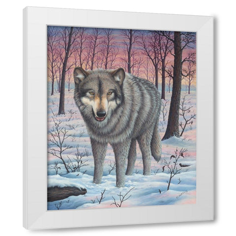 Lone Wolf White Modern Wood Framed Art Print by Wavra, Robert