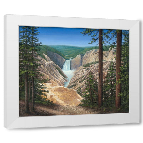 Lower Falls - Yellowstone White Modern Wood Framed Art Print by Wavra, Robert