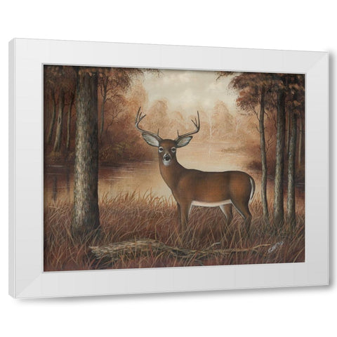 Autumn Buck White Modern Wood Framed Art Print by Wavra, Robert