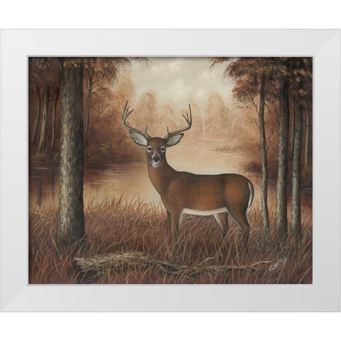 Autumn Buck White Modern Wood Framed Art Print by Wavra, Robert