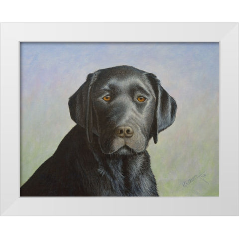 Black Labrador Retriever White Modern Wood Framed Art Print by Wavra, Robert