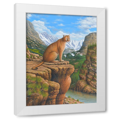 Cougar White Modern Wood Framed Art Print by Wavra, Robert