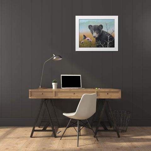 Curious Cub White Modern Wood Framed Art Print by Wavra, Robert