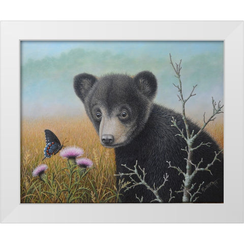 Curious Cub White Modern Wood Framed Art Print by Wavra, Robert